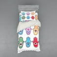 thumbnail image 2 of Ambesonne Hamsa Bedding Set 4 Pcs, Colorful Hand Third Eye, Queen, Multicolor, 2 of 3