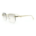 thumbnail image 5 of Luxury Gangster Bevel Rectangle Rimless Jaguar Hinge Showy Sunglasses Gold - Clear, 5 of 6