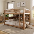 thumbnail image 3 of Full over Full Bunk Bed with Integrated Shelving, Color-Changing Lights & Pegboard for Bedroom,Brown, 3 of 26