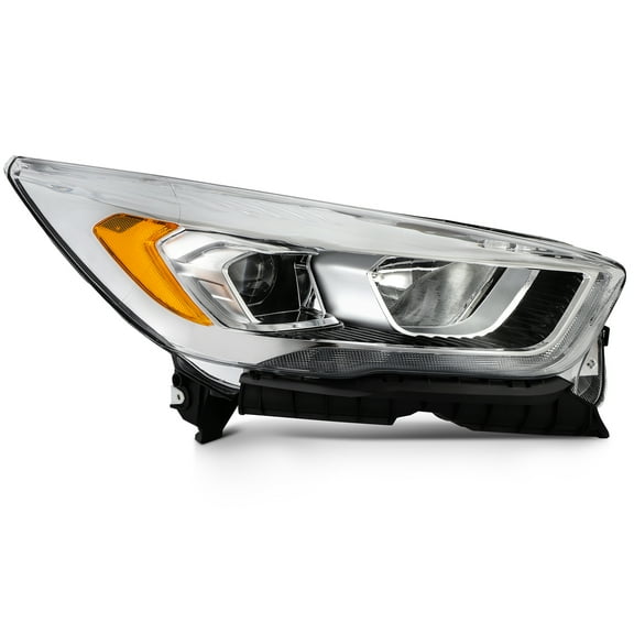cciyu Headlight Assembly Replacement Fit 2017-2019 for Ford Escape SE Chrome Housing Amber Side Passenger Side FO2503351 (Bulbs Not include)