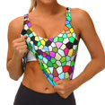 thumbnail image 3 of Picia Colorful Tie Dye Stained Glass Sports Bra for Women,Padded Strappy Sports Bras Medium Support Yoga Bra with Removable Cups,Running Yoga Bra-Large, 3 of 9