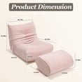 thumbnail image 3 of Homefun Lounge Chair with Ottoman,Modern Bean Bag Floor Chair with Non-Slip Base,Soft Chenille Reading Chair,No Assembly Required,Pink, 3 of 7