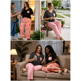 thumbnail image 3 of SHOWMALL Women's Plus Size Loungewear Set Blue Lilac Rose 2X 2 Piece Pajama Set Sleepwear for Spring Summer Fall, Short Sleeve Top and Printed Long Pants with Side Pockets, 3 of 10