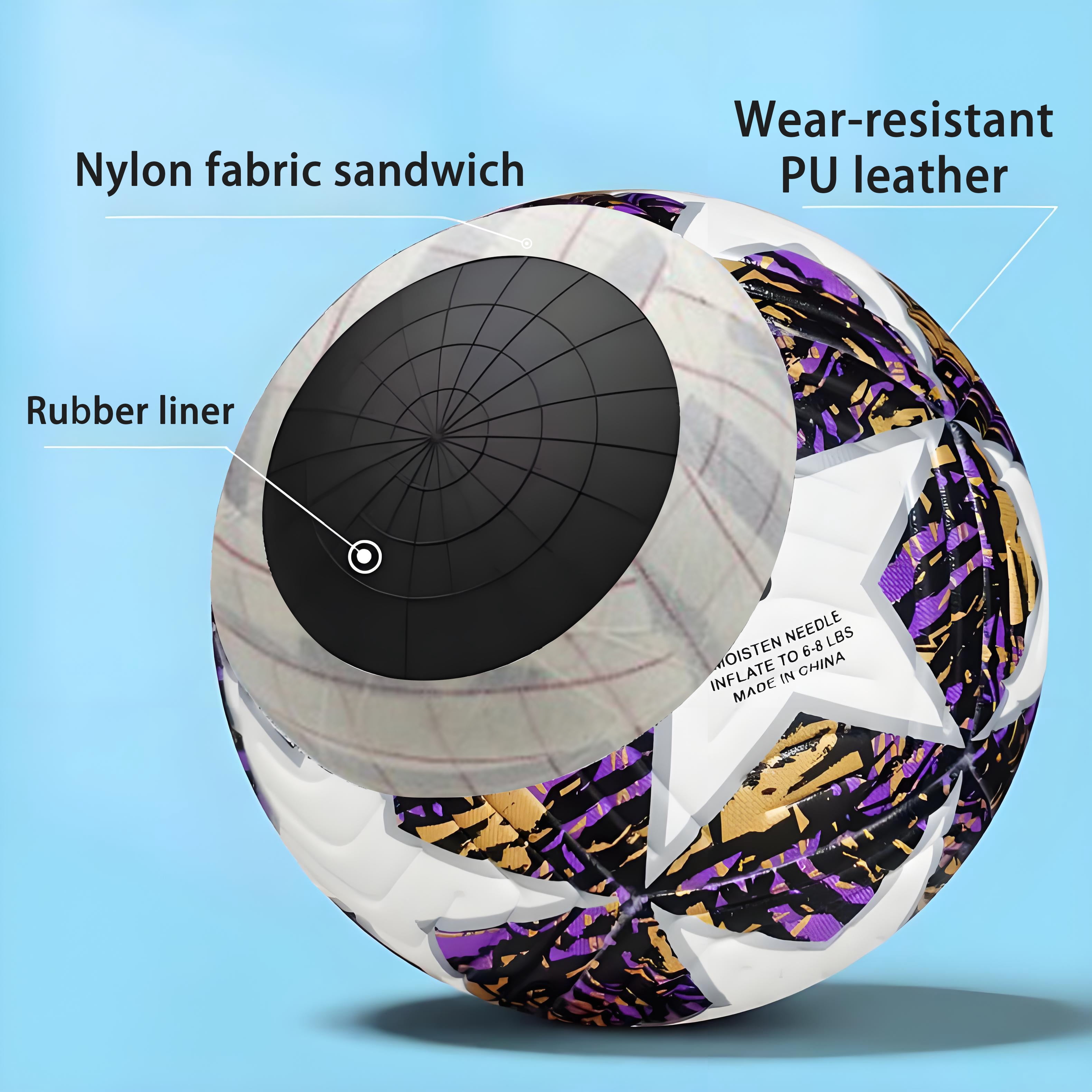 Premium Europe Cup Themed Size 5 Soccer Balls - Diverse Vibrant Colors, Ideal for Adult & Youth Players, Durable Construction for All - Weather Play