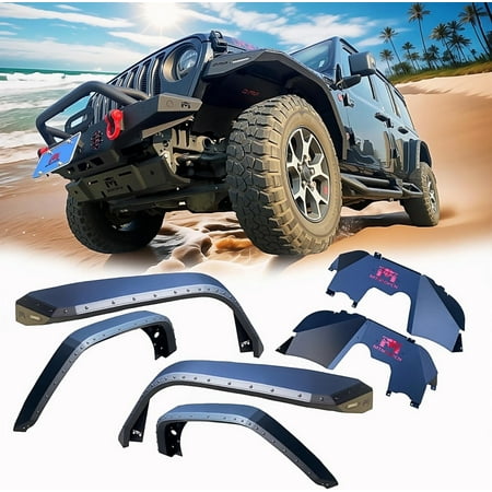 MTNTOPCN Automotive Fender Flares with Desert Viper Blade Design, No-Drill Bolt-On for Jeep Wrangler JL/JLU 2018-2026
