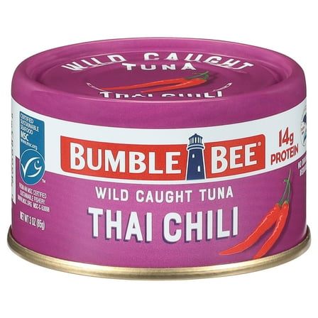 Bumble Bee Thai Chili Flavored Light Tuna, Wild Caught, Gluten Free, 14g Protein per Serving, Ready to Eat, No Draining, Shelf Stable Pull Tab Can, 3 oz
