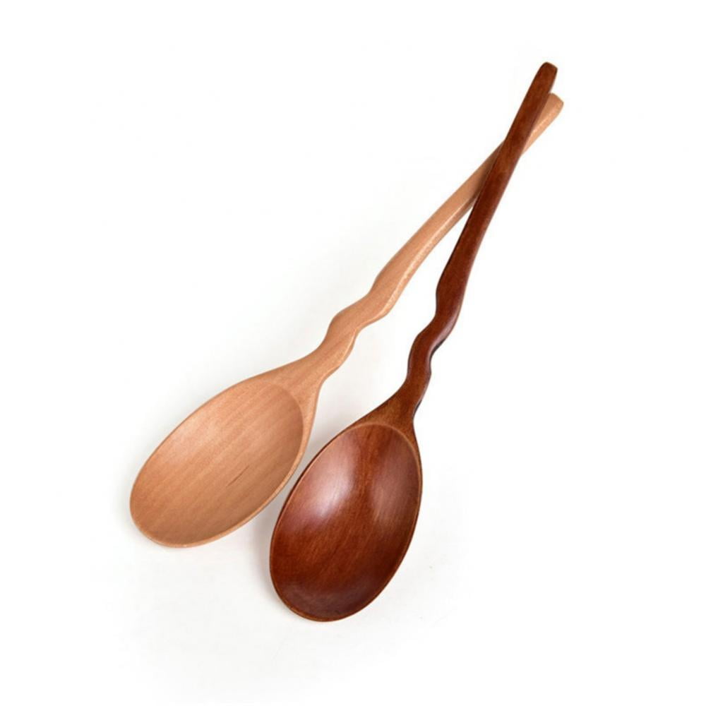BINO 2-Piece Wooden Handle Silicone Mixing Spoons & Spatulas Set
