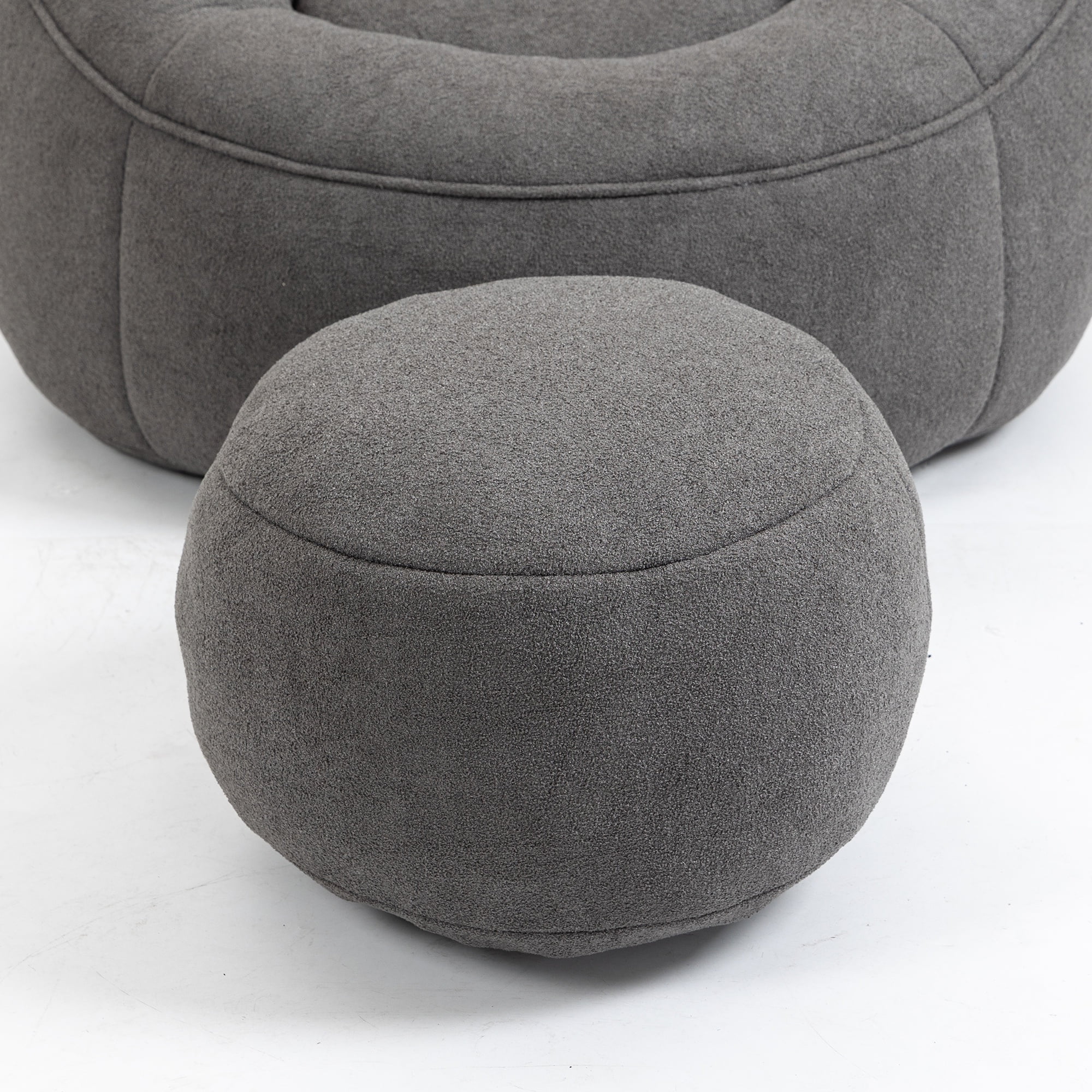 PORKISS Oversized Bean Bag Chair with Ottoman, Memory Foam Super Soft Lazy Couch for Adults Teens Kids, Microfiber Grey
