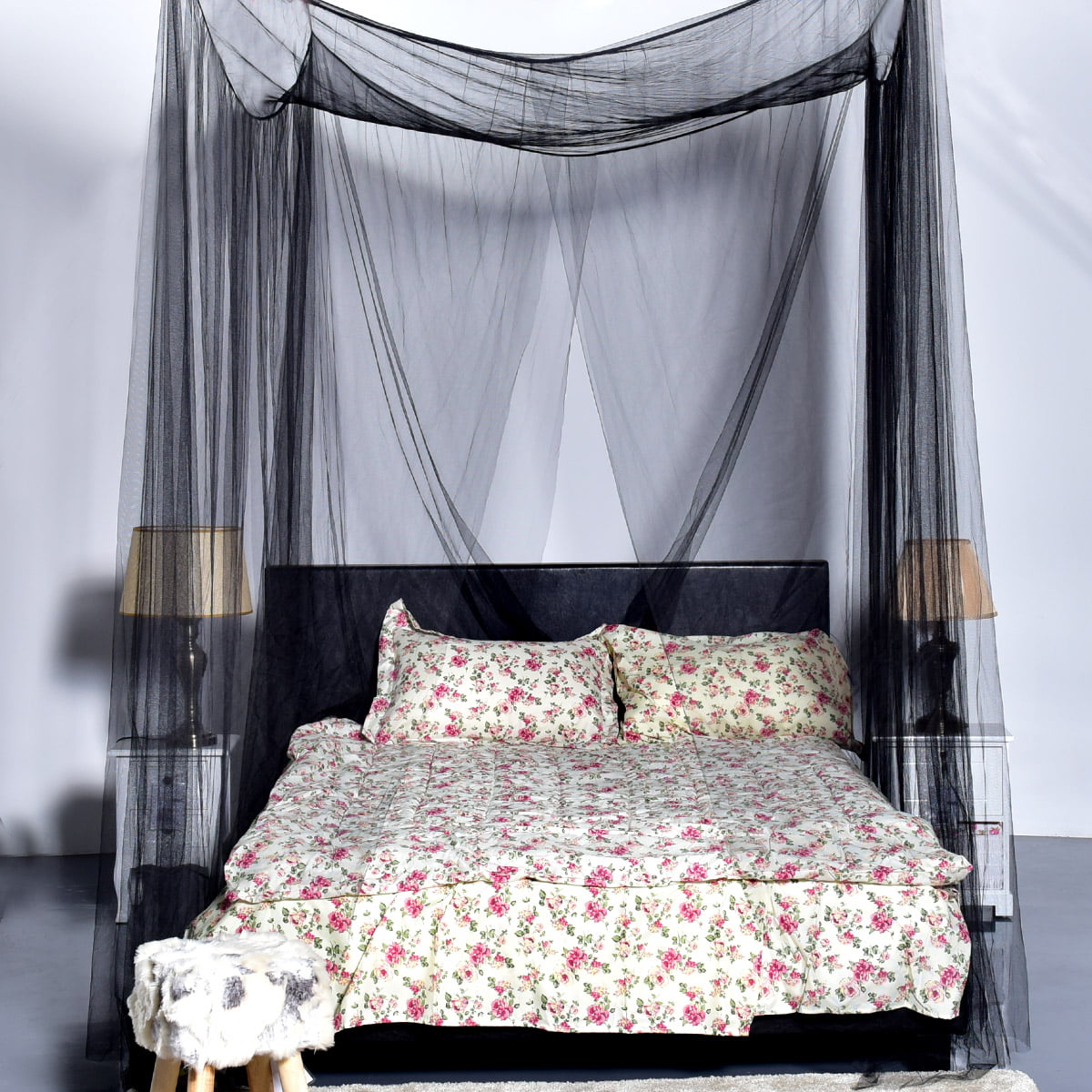 Details about   Black 4 Corner Post Bed Canopy Mosquito Netting Twin Full Queen King Size 