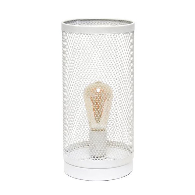 Simple Designs Lampe de Table Cylindrique en Acier à Mailles Blanches