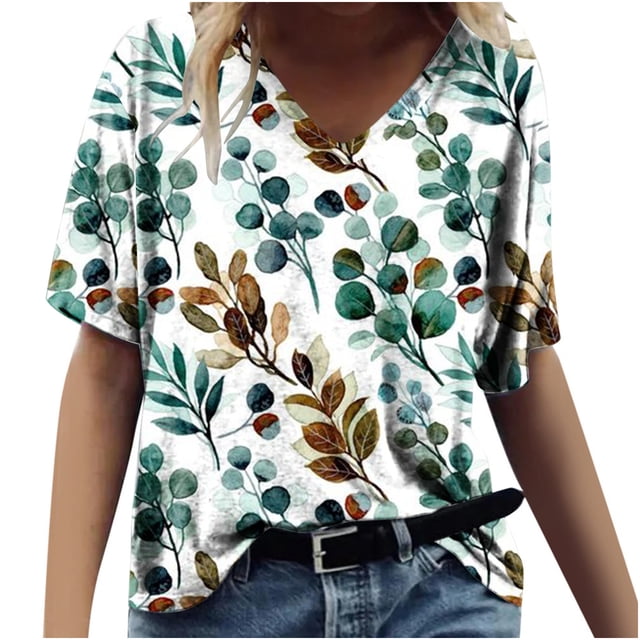 T-shirts Graphiques pour Femmes T-Shirts de Mode pour Femmes Imprimés Décontractés Col en V Manches Courtes T-Shirts Amples Hauts Manches Courtes pour Femmes Hauts Manches Courtes pour Femmes Soyez Gentille T-Shirts pour Femmes