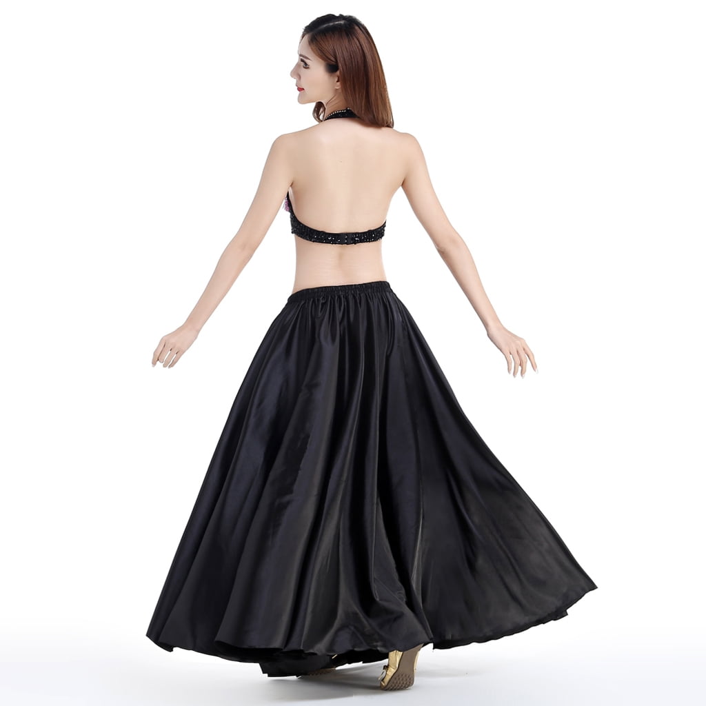 Black satin elastic skirt 2025