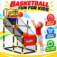 thumbnail image 4 of HXFOU Arcade Basketball Hoop Game for Kids with Ball Return, 3-in-1 Sports Indoor Outdoor Set Toys for Ages 4-12, 4 of 10
