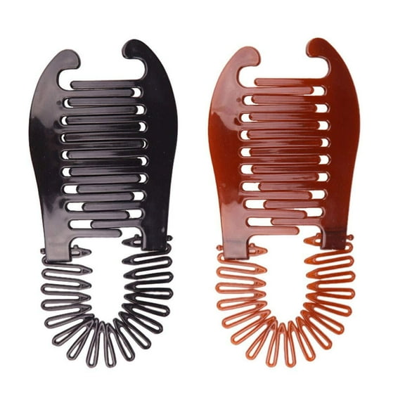LQQBOX 2PCS Plastic Interlocking Banana Clip Clincher Interlocking Two Sides Hair Comb Elongated Ponytail Holder