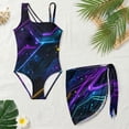 thumbnail image 5 of Jiueut Cyber Circuit Print Girl's One Piece Bathing Suit with Mesh Cover Up Cut Out Swimsuit with Adjustable Straps, 5 of 7