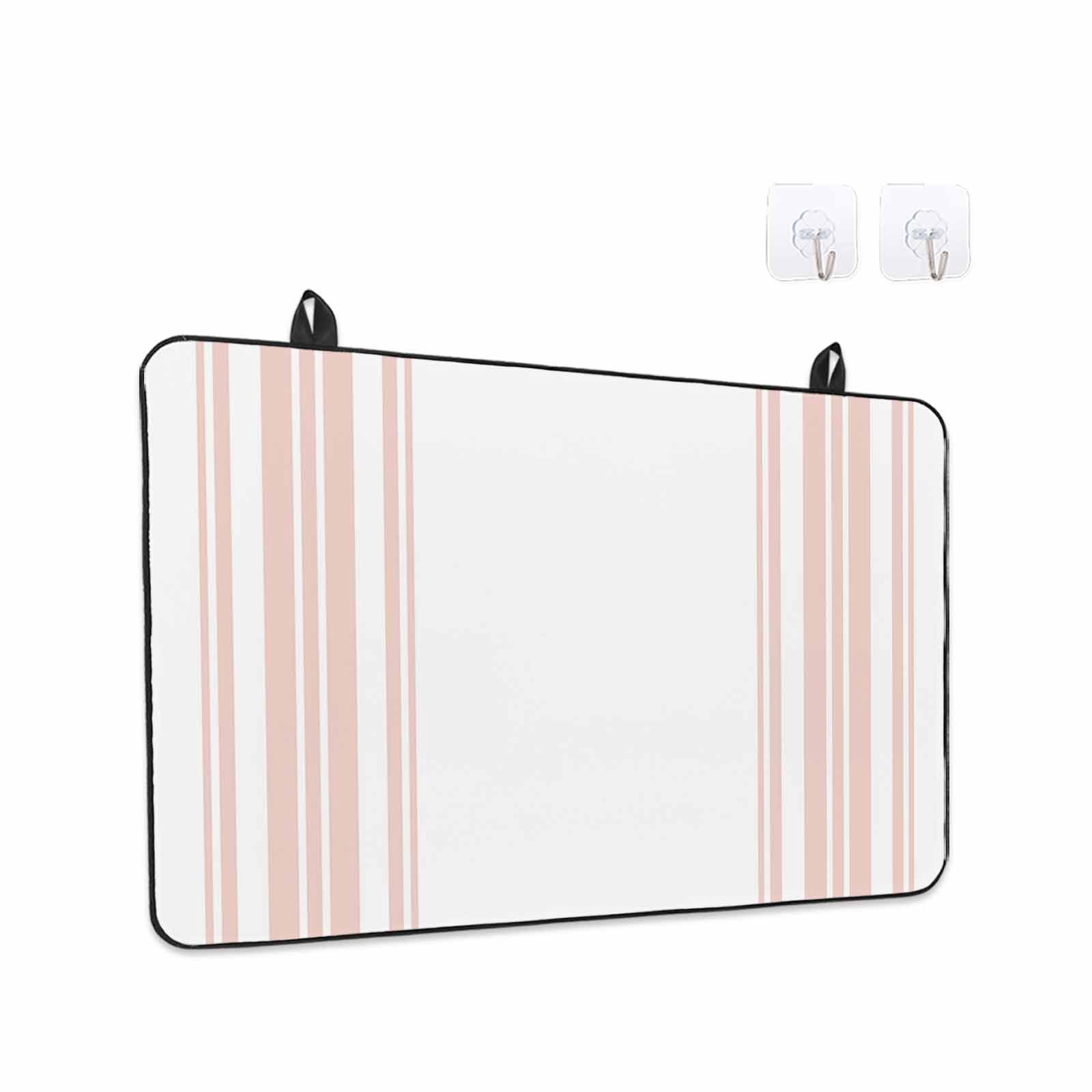Pink Striped Stove Top Cover for Electric Stove, Heat-proof & Non Slip Glass Top Stove Cover Protector, Modern White Striped Abstract Art Aesthetics Kitchen Flat Cooktop Rubber Mat 24x21 Inches