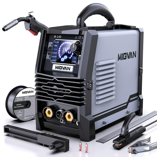 Soldadora MIGVAN 140A MIG 110V Flux Core 3 en 1 con pantalla LED