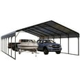 thumbnail image 3 of Summit Living 20 x 30 ft Outdoor Metal Carport with Galvanized Steel Roof, Heavy-Duty Steel Garage Car Storage Shelter, Gray, 3 of 10