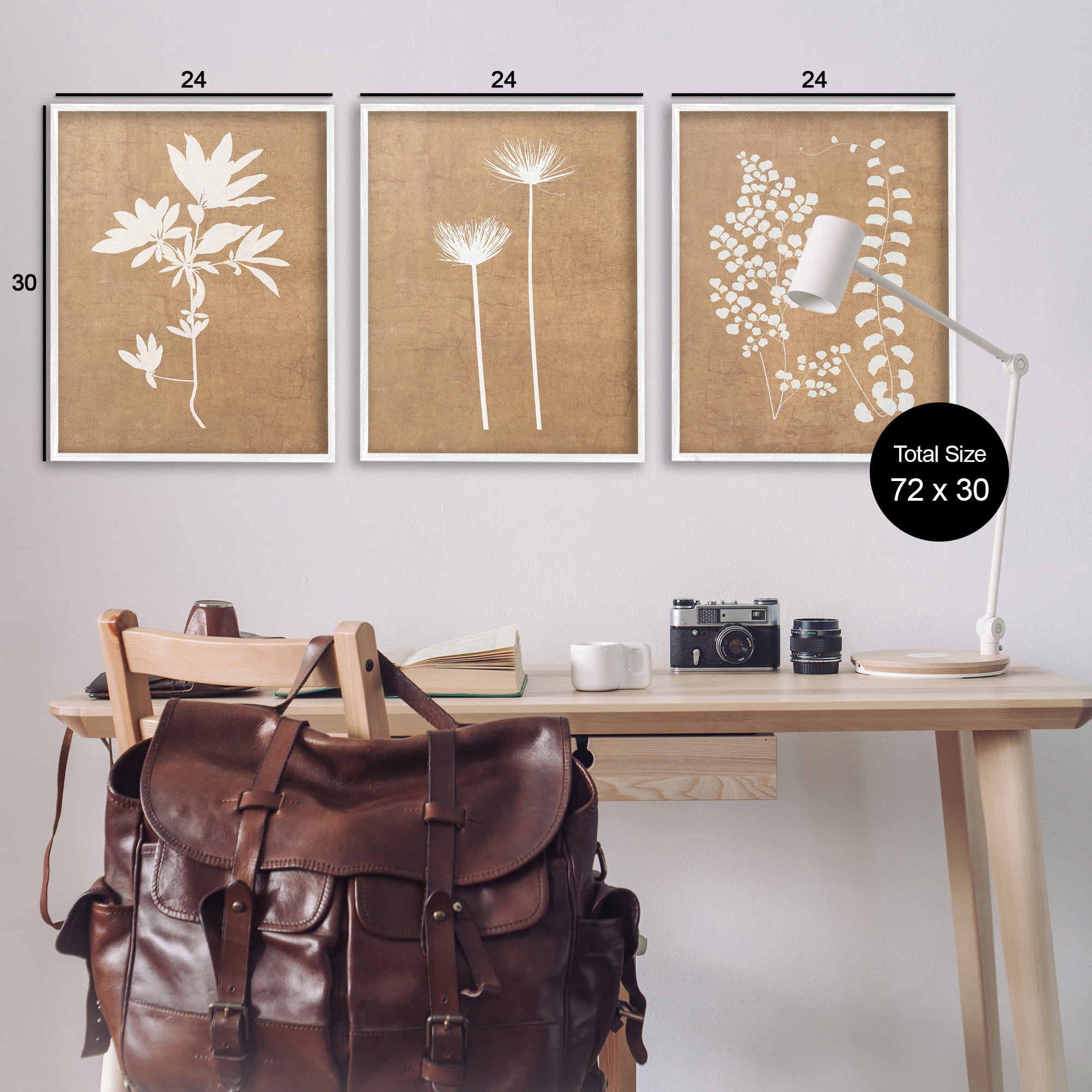 Stupell Industries Nature Botanical Silhouettes Botanical & Floral Painting White Framed Art Print Wall Art, 24 x 30, Set of 3