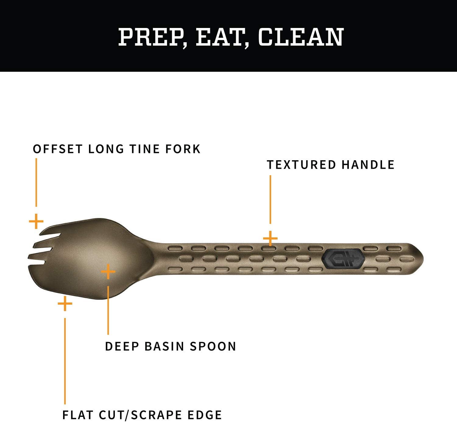 Gerber Devour Multi-Fork, Camp Eating Tool, Burnt Bronze Tableware Forks with Textured 7075 T6 Aluminum Handle