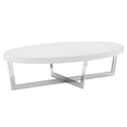 thumbnail image 2 of Benjara Tini 55" Coffee Table- Oval Shaped Top- Metal Frame- White Finish, 2 of 5
