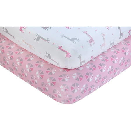 Little Love By Nojo Giraffe Time Pink 2 Piece Crib Bedding Sheet