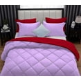 thumbnail image 6 of D.N.G. BEDDINGS 3 Piece Luxury Reversible Diamond Pattern Comforter Set Premium Super Soft, All Season 800 TC, 100% Egyptian Cotton Oversized Super King Size Lilac/Red Solid Color, 6 of 7