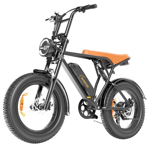 Cinverter Vélo Électrique Rétro à Gros Pneus 20 Pieds' x 4 Pieds', Moteur Crête 1100W Vélos Électriques pour Adultes, Batterie Amovible 48V 696Wh Vitesse Max 32 KMH Autonomie 88 km Moto Électrique Moto hors Route, Double Suspension