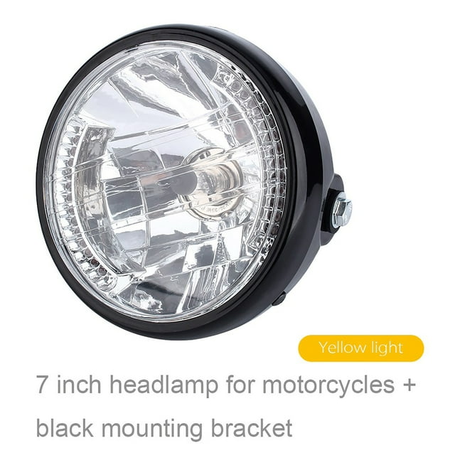 Faro LED amarillo redondo para motocicleta Universal 12V H4 35W de 7 "con soporte negro Jadeshay A