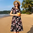 thumbnail image 4 of Rateoe Butterfly Pattern Women’s Short Sleeve Dress – Casual Elegant Summer A-Line Dress for Everyday Wear, 4 of 6