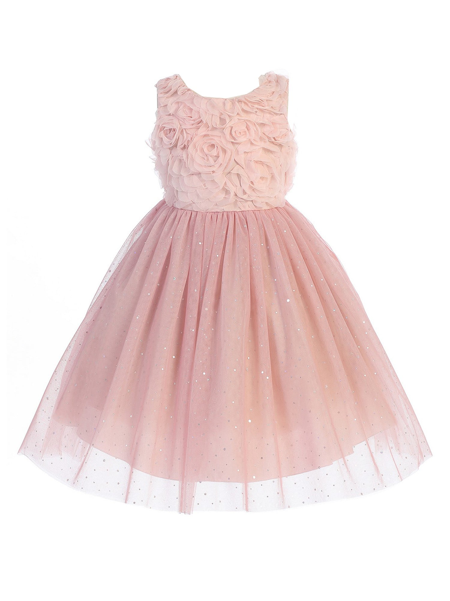 Shiny Toddler Little Girls Lace Ruffled Flower Girl Dress