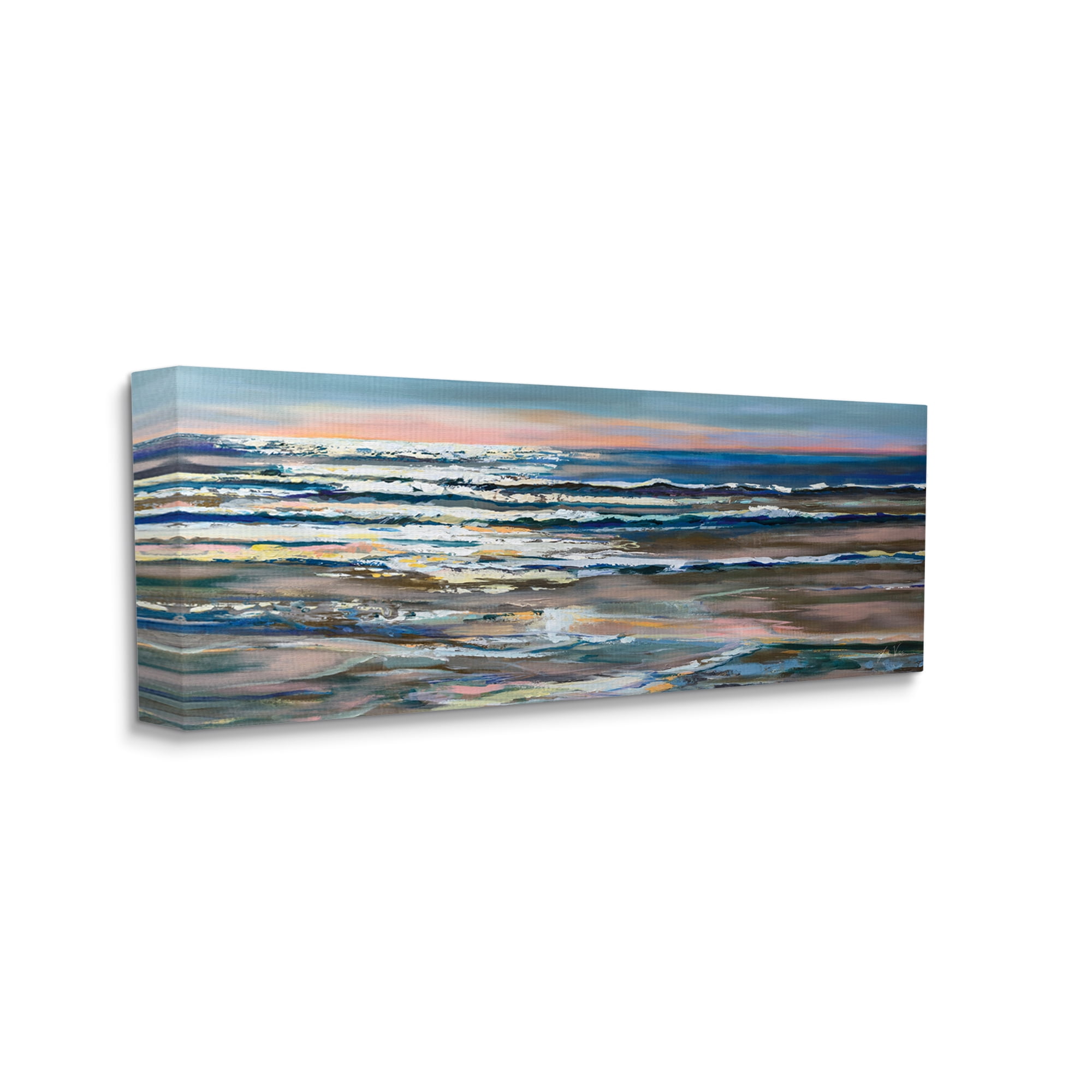 Stupell Industries Abstract Ocean Shimmer Nature Painting Gallery Wrapped Canvas Print Wall Art, 30 x 13