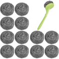 thumbnail image 1 of HUSERYT Éponge à Récurer en Acier Inoxydable Éponge à Gratter 20 Pcs Éponge en Laine d'Acier Robuste Éponge à Récurer Nettoyeur de Cuisine Éponge en Métal Nettoyage Rapide avec 1 Manche Réutilisable, 1 of 5