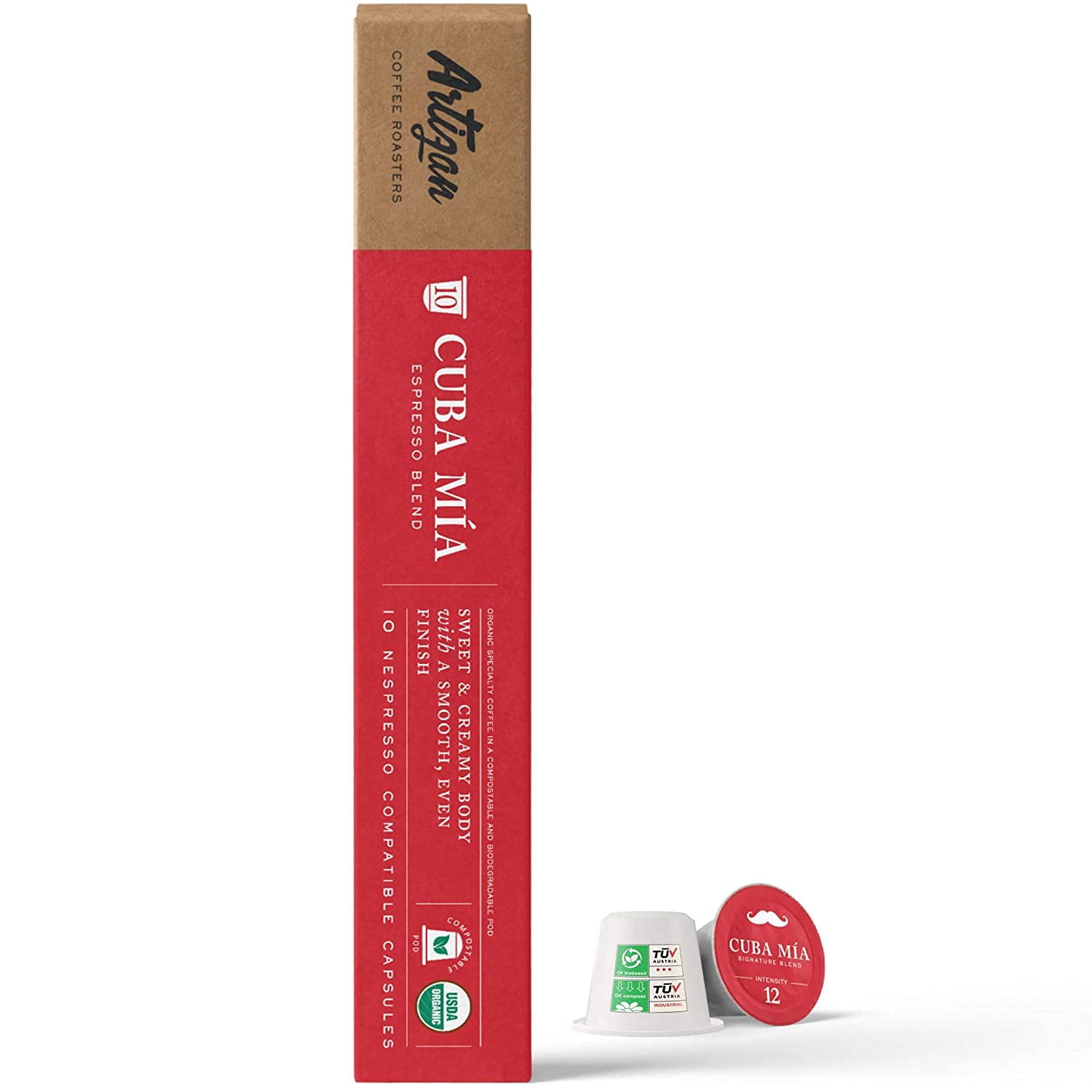 Artizan Coffee | Cuba Mia for Nespresso Original Machines | Organic Coffee | Cuban Espresso Colada Cafecito | High Intensity Low Acidity Ristretto Dark Roast | Roasted in Miami, FL | 10 x Compostable