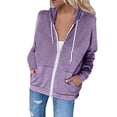 thumbnail image 3 of LilyLLL Womens Long Sleeve Zip Up Hoodie Sweatshirt Fleece Lined Active Coat, 3 of 5