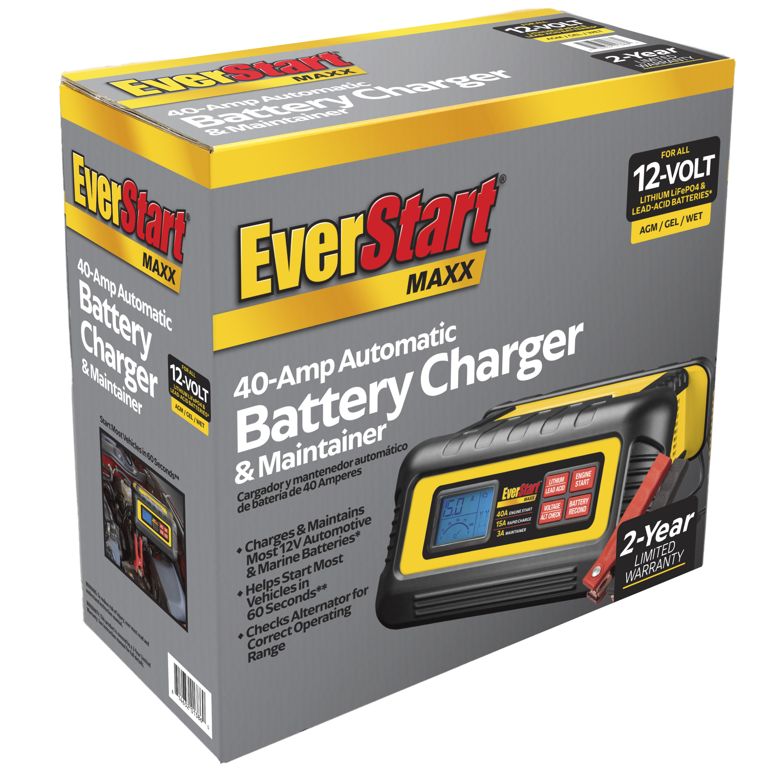 EverStart Maxx 15 Amp Battery Charger and Maintainer with 40 Amp Engine Start (BC40BE) - image 3 of 7