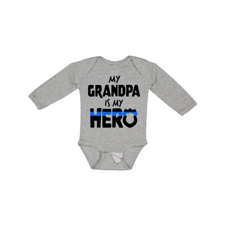 

Inktastic My Grandpa is My Hero Police Officer Family Gift Baby Boy or Baby Girl Long Sleeve Bodysuit