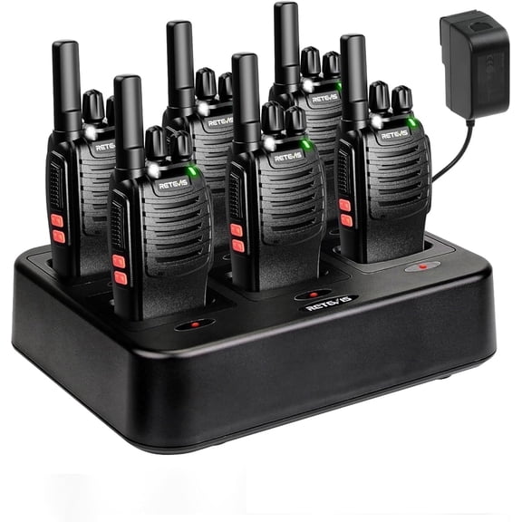 Case of 6,H-777 Walkie Talkies for Adults Long Range, Rechargeable Two-Way Radios,with 6-Way Multi Unit Charger,Flashlight Handheld Business 2 Way Radios