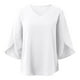 thumbnail image 5 of Tops de verano para mujer: túnica holgada con cuello en V y manga 3/4, poliéster, informal/trabajo/cita, para combinar con leggings, 5 of 6