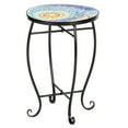 thumbnail image 6 of BAYUELSWU Outdoor Side Table Mosaic Round Tile Top Indoor and Outdoor Accent Table, Metal Frame Small End Tables for Living Room, Bedroom, Yard, Garden, Porch (Blue Hawaii Sun), 6 of 6