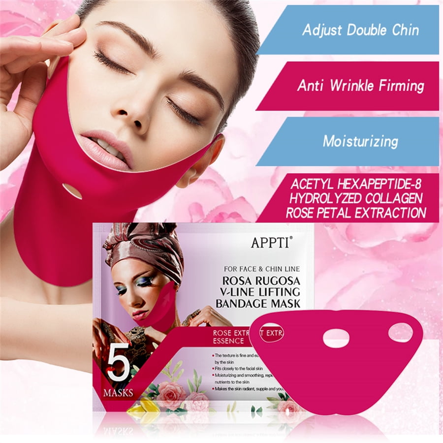 APPTI Rosa Rugosa V-Line Lifting Bandage Mask 10-Piece Set – Soothing Floral Contouring & Lifting Facial Mask for a Firmer, Defined Jawline with Calming Skin Care Benefits
