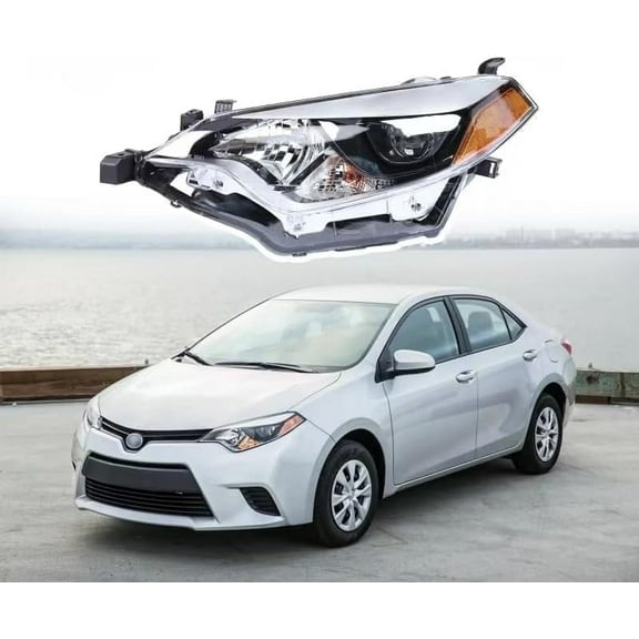 HOUGEET Headlights Assembly Fit for 2014 2015 2016 Toyota Corolla Base/CE/C/LE Eco/LE/L/S Plus/S/Special Edition Sedan 4-Door Headlamps Clear Lens (Driver Side)