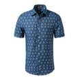 thumbnail image 2 of INSPIRE CHIC Men's Shirt Floral Printed Short Sleeve Button Down Shirt 40 Denim Blue, 2 of 7