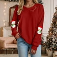 thumbnail image 2 of larppty Women's Casual Crew Neck Christmas Snowman Print Sweatshirt Loose Soft Long Sleeve Pullover Tops （Red, L）, 2 of 5
