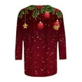 thumbnail image 4 of Uootdi Christmas Gifts Christmas Shirts for Women 3/4 Sleeve Round Neck Tunic Tops Glitter Xmas Tree Print Tshirt Gift Pullover B louses, 4 of 5