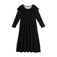 thumbnail image 5 of Abcomgle Maxi Dresses for Girls 10-12 Casual A-Line Ruffle Long Sleeve Girls Long Dresses Solid Color Crew Neck Sundresses Flowy Tiered Dresses with Pockets,Black, 5 of 5