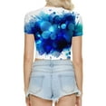 thumbnail image 4 of QAFOPEH Women Tie-Dye Gradient Print Short Sleeve Crew Neck Navel Top, 4 of 4