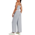 thumbnail image 3 of Conjunto de chándal para mujer ATHLECHIC, camisetas de tirantes tipo crop y pantalones rectos en gris, 3 of 5