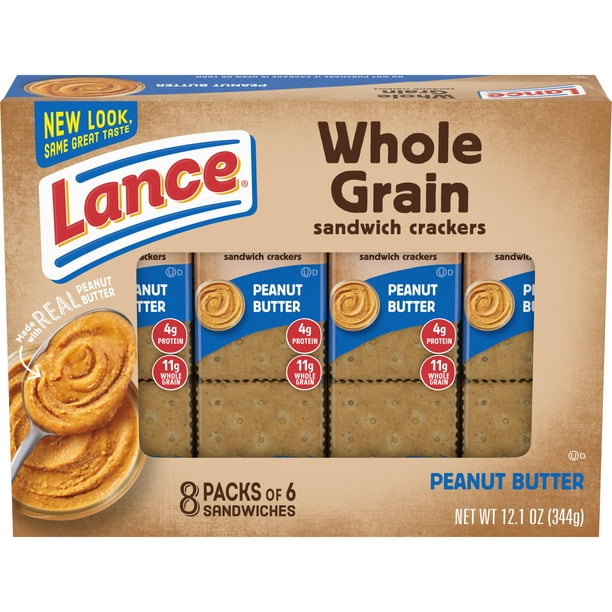 Lance Sandwich Crackers, Whole Grain Peanut Butter, 8 Ct Box Walmart