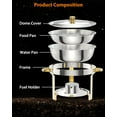 thumbnail image 2 of 5QT 2 Packs Chafing Dish Buffet Set, NSF Round Stainless Steel Chafers and Warmers Food Servers Sets with Lid & Lid Holder, Spoon & Tweezer for Catering Events Parties Weddings Dinners, Gold, 2 of 8